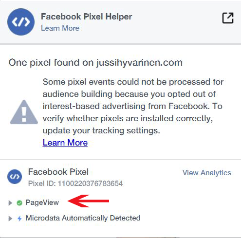 Facebook pixel helper Facebook pikseli