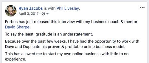 ryan Legendary Marketer testimonial