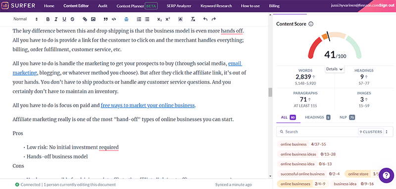 Surfer SEO content editor Surfer SEO content editor