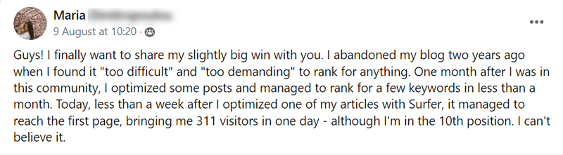 Maria-bge-testimonial Blog Growth Engine testimonials