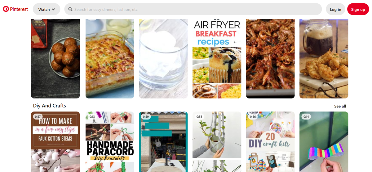 Pinterest main page Pinterest imain page