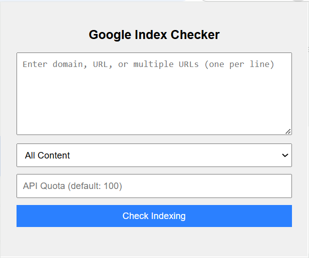 GIC-main-interface Google Index Checker main interface