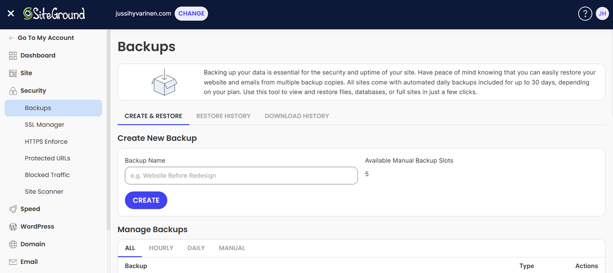 Siteground-backups Siteground backups