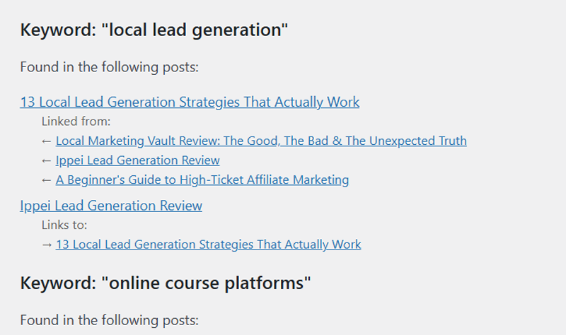 Internal Linking plugin for WordPress