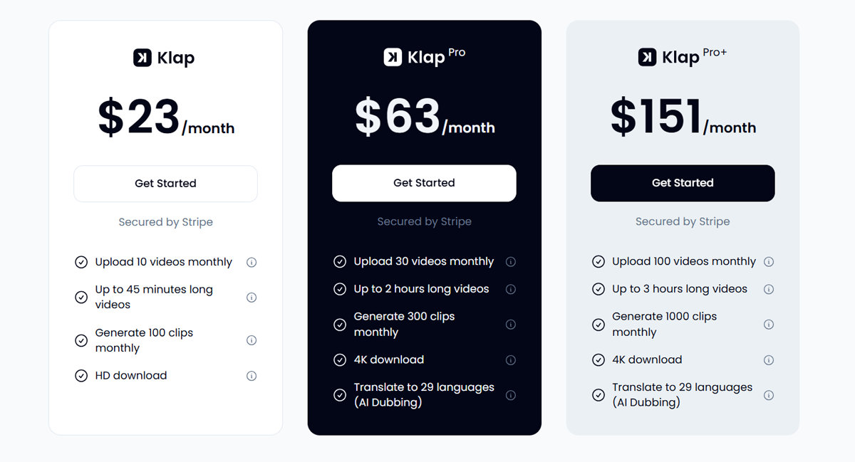 klap.app-pricing klap ai pricing