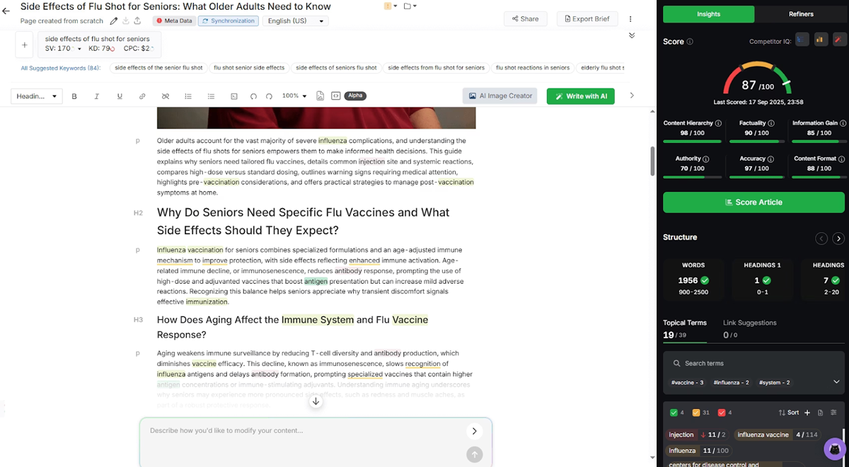 Content Optimization and AI Writing