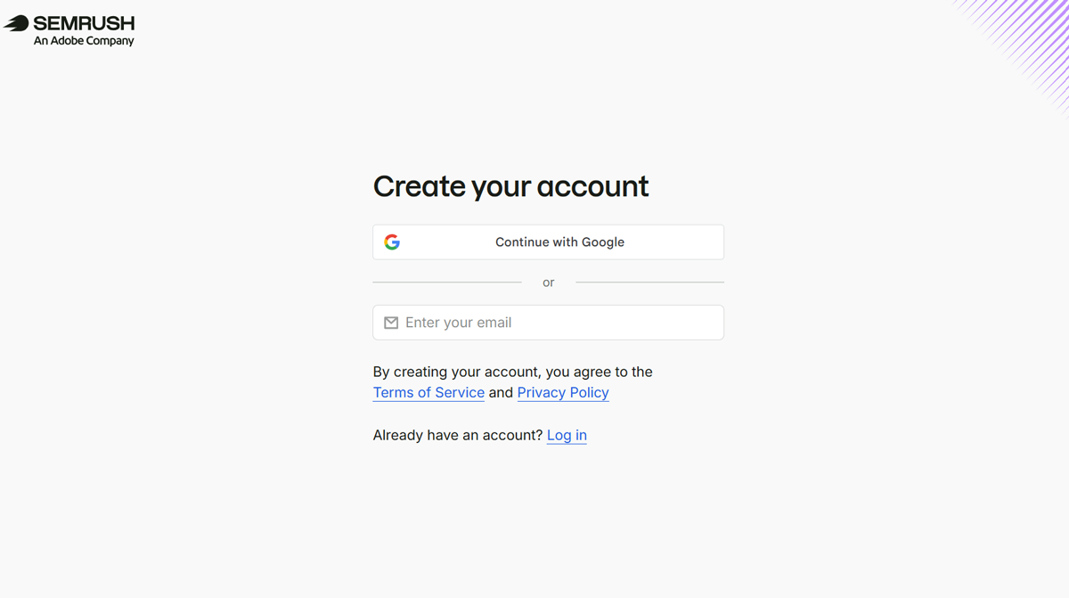 semrush create account